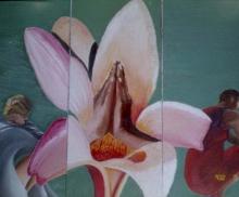 Psalm 19,1999, Triptych, Oil on Wood Panel, 24”x36”, Art by Caroline Z. Marcos