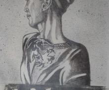 Memory III, 2001, Black and White Lithograph with “Chinochole”, 18”x 24”, Art by Caroline Z. Marcos
