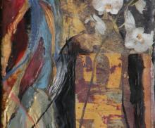 Untitled, 2009, Encaustic Paint and Collage on Board, 6"x9", Art by Caroline Z. Marcos