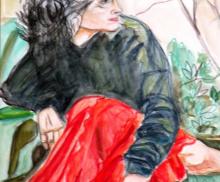 Daydreaming, 12"x18", Mixed Media: Watercolor and watercolor pencil on paper. 2010, Art by Caroline Z. Marcos