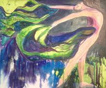 And You give,24"x36", mixed media: acrylic, acrylic ink,guoache,paper on canvas. Spring 2011. Art by Caroline Z. Marcos