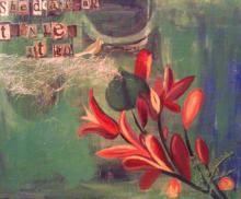 Shed a Tear Then Let it Go. Mixed Media: Acrylic Paint and Paper on Canvas. 16"x20", Art by Caroline Z. Marcos