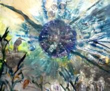 Psalm 119:18, Mixed Media Encaustic, 18"x18", 2011, Art by Caroline Z. Marcos